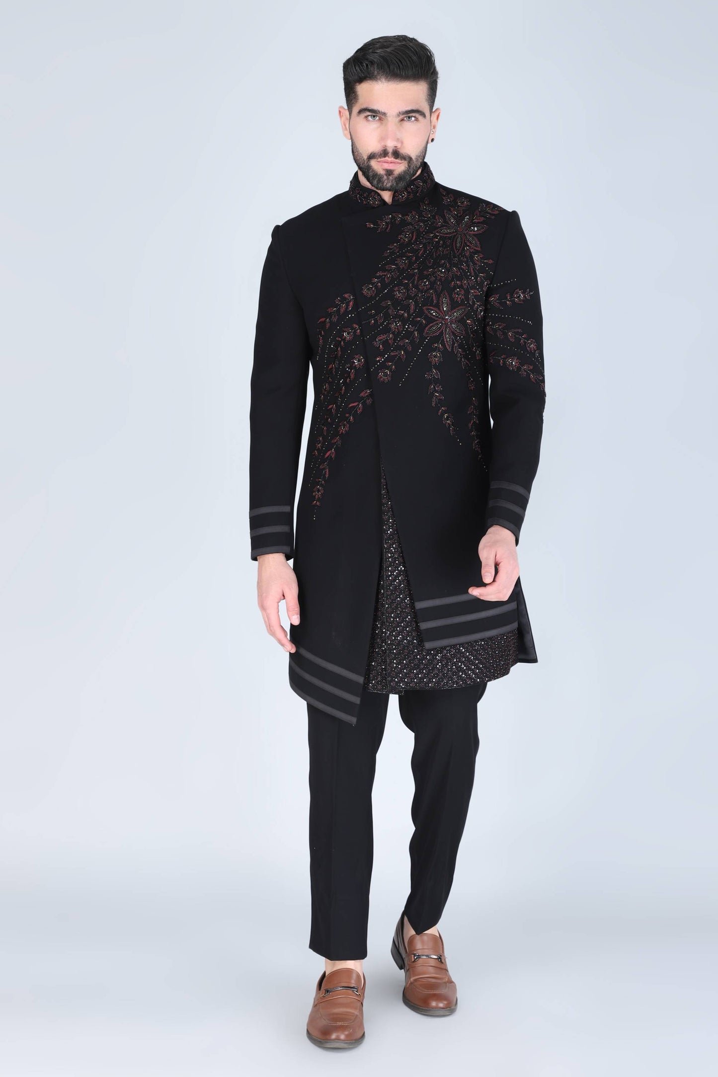 Black Zardosi Embroidered Designer Indowestern