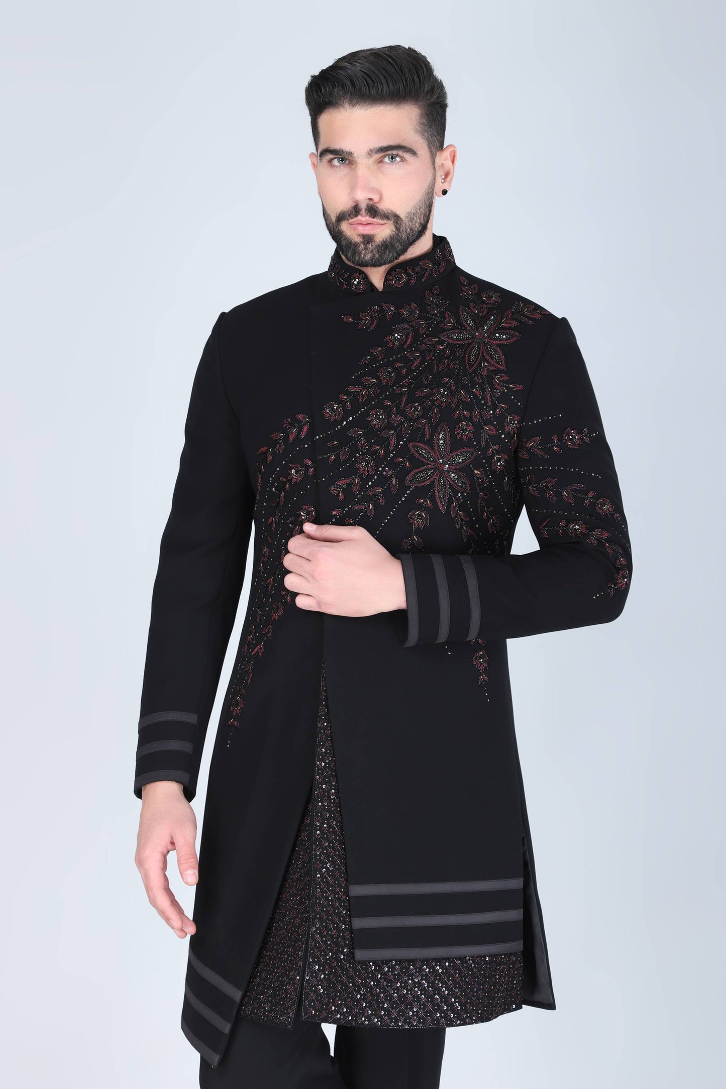 Black Zardosi Embroidered Designer Indowestern