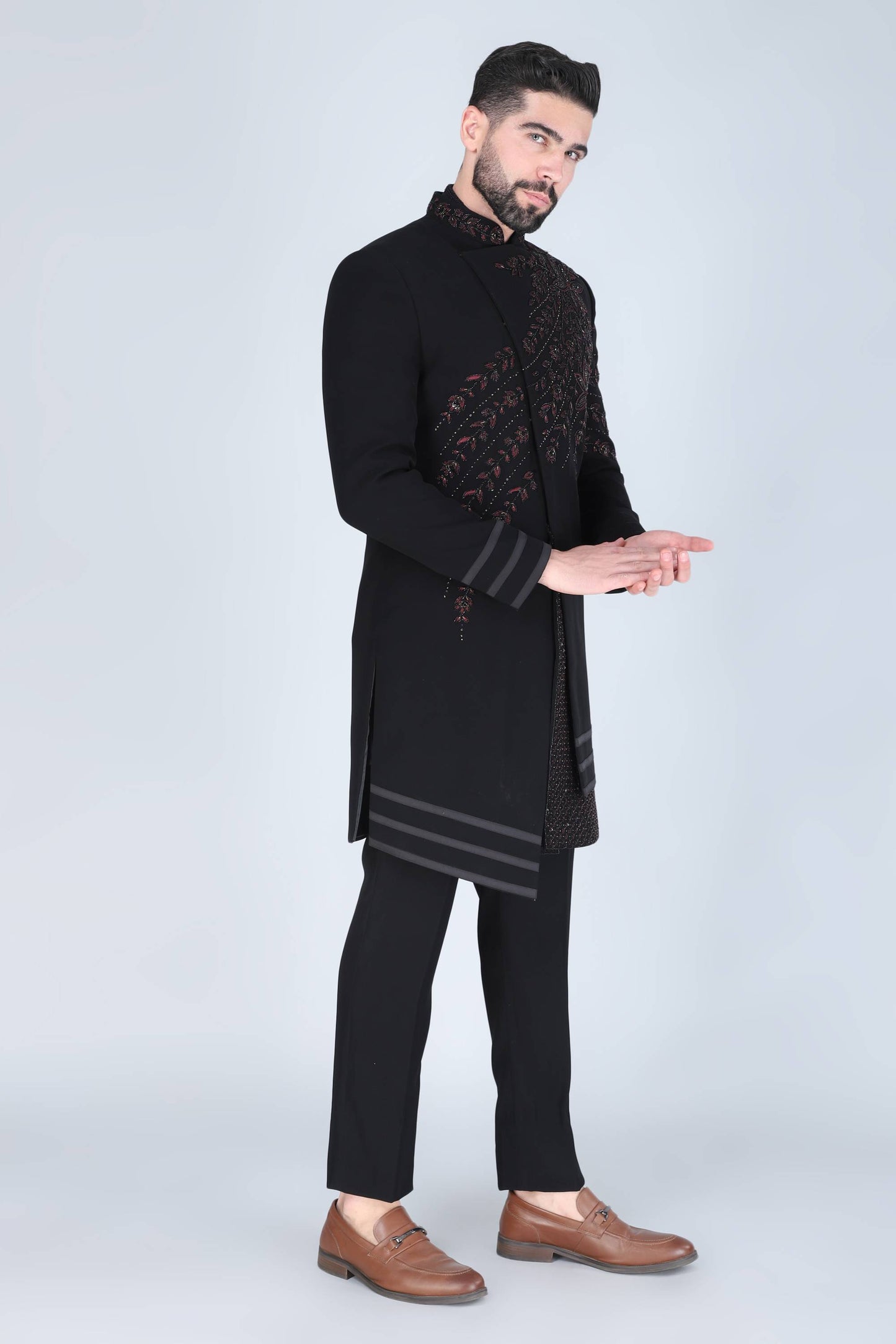 Black Zardosi Embroidered Designer Indowestern