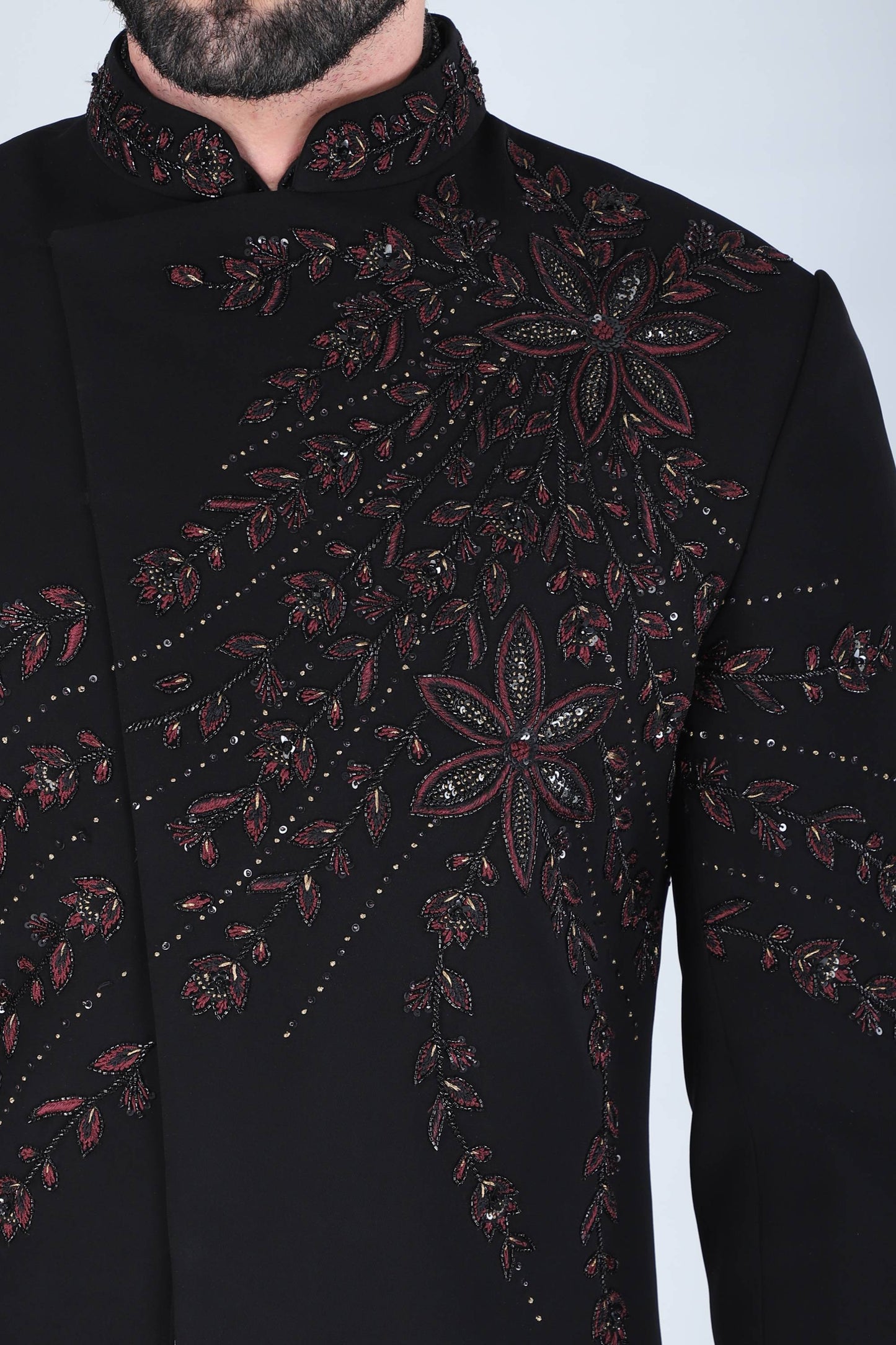 Black Zardosi Embroidered Designer Indowestern