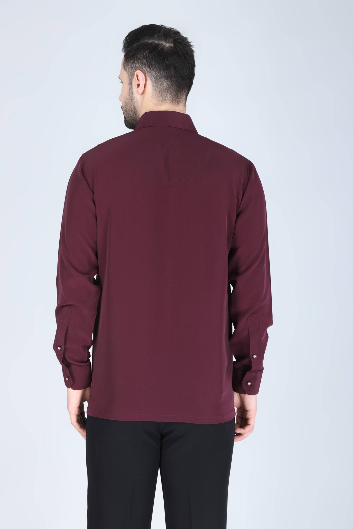 Wine Hand Embroidered Shirt for Men