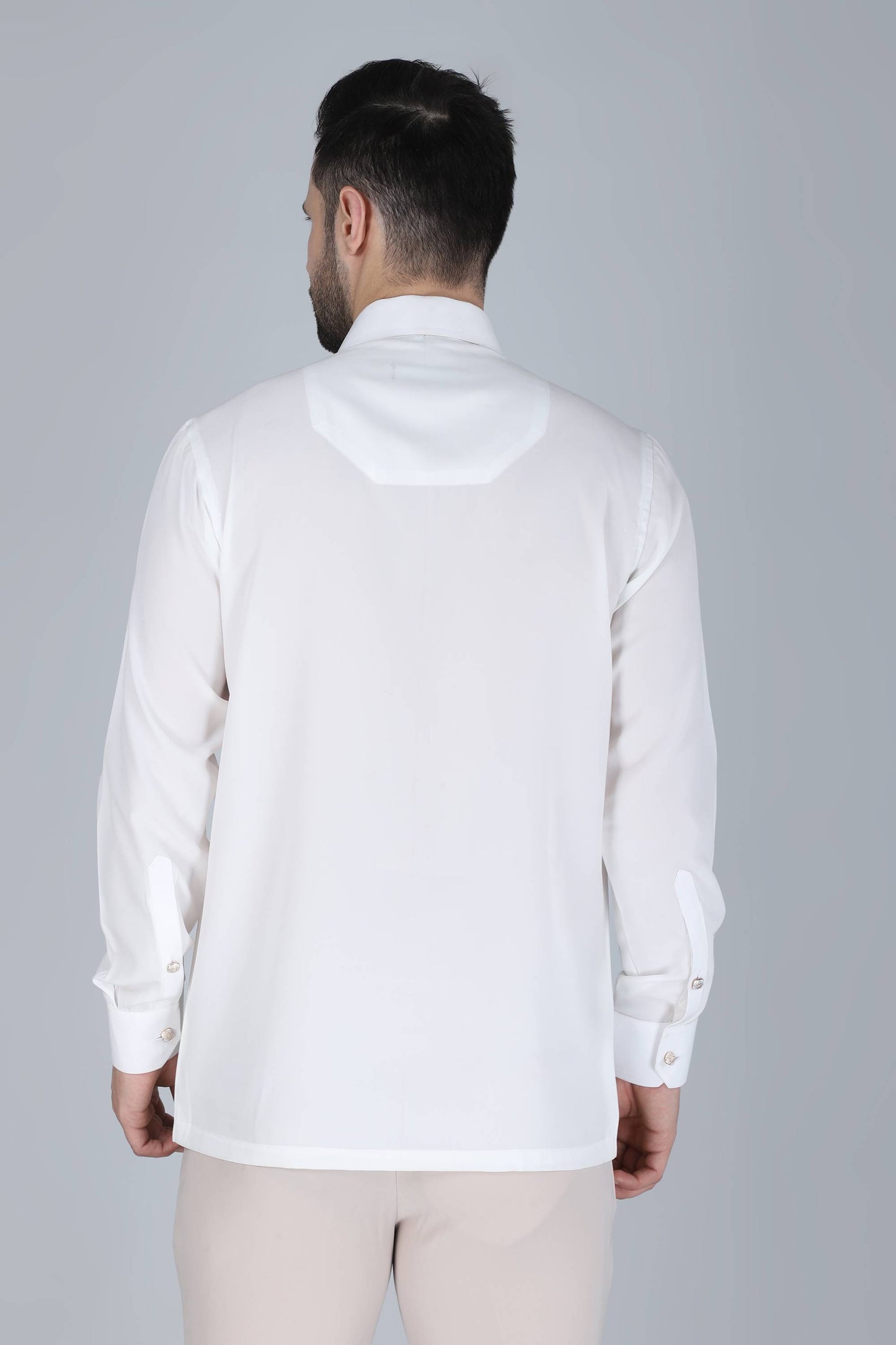 White Hand Embroidered shirt for men