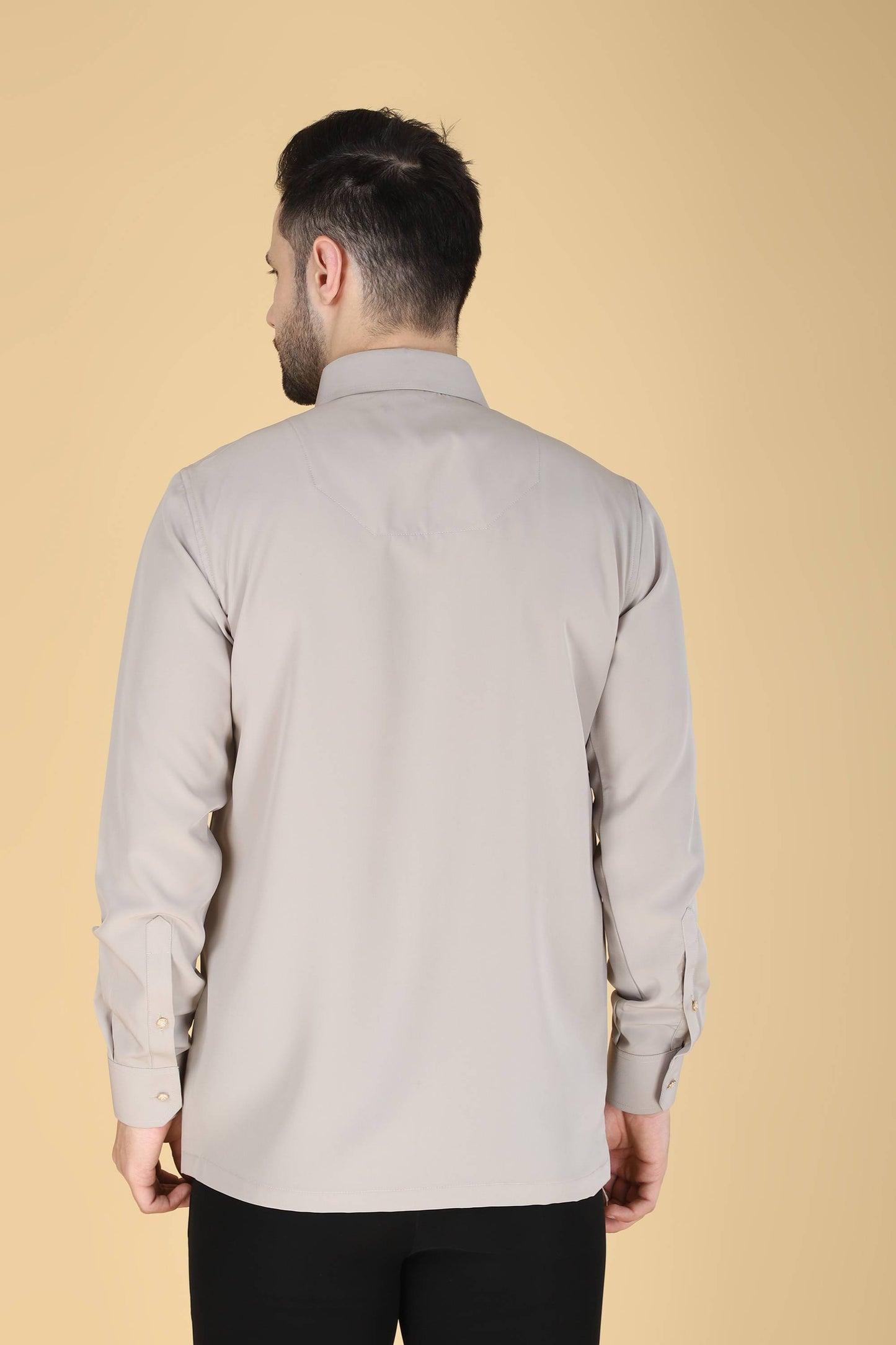 Light Grey Hand embroidered Shirt for Men