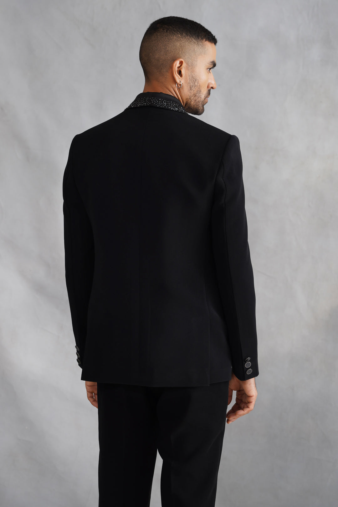 Black Hand Embroidered Tuxedo on Italian Fabric