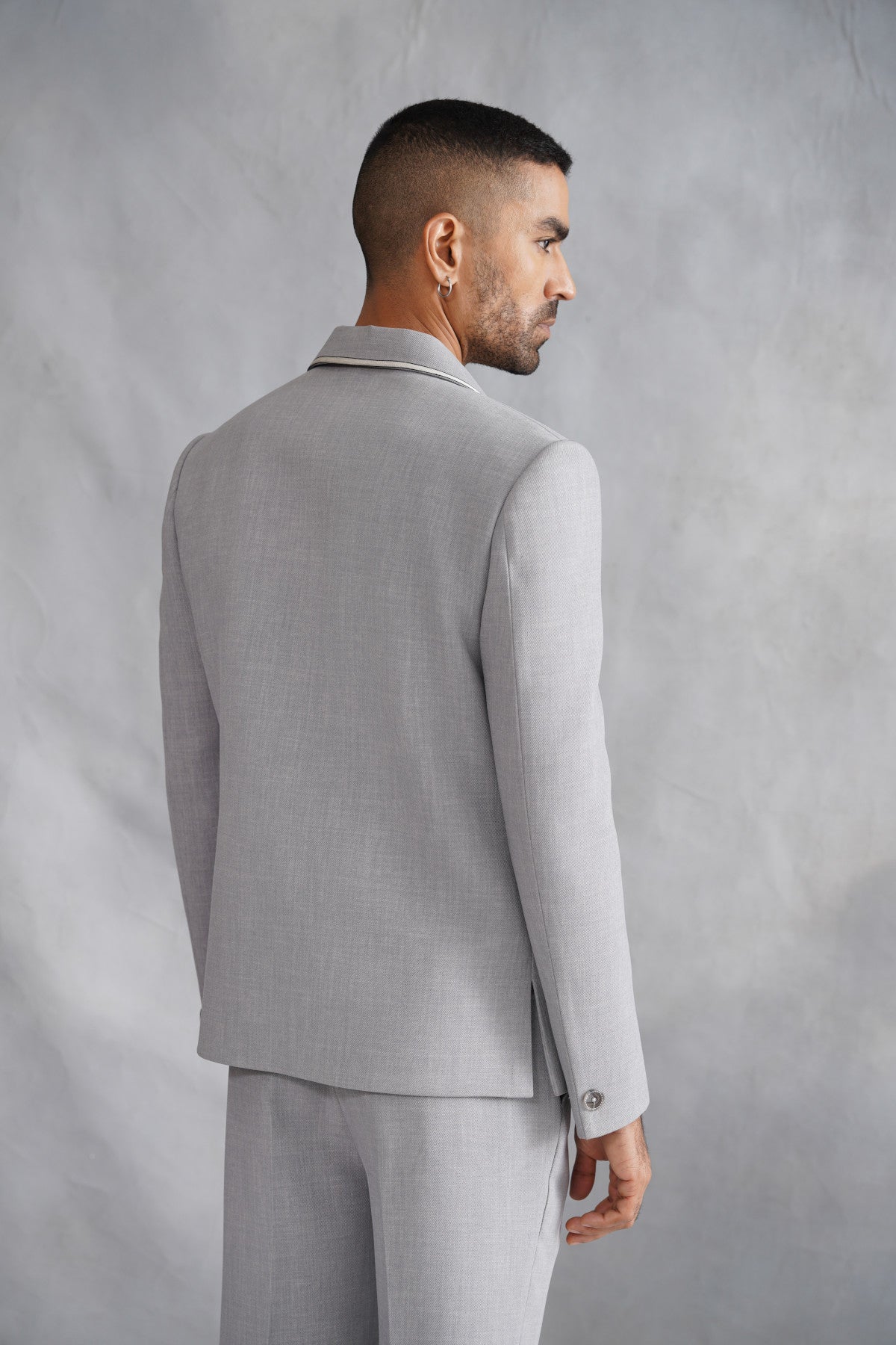 Grey Zip-Up Jacket with Rock 'N' Roll Motif