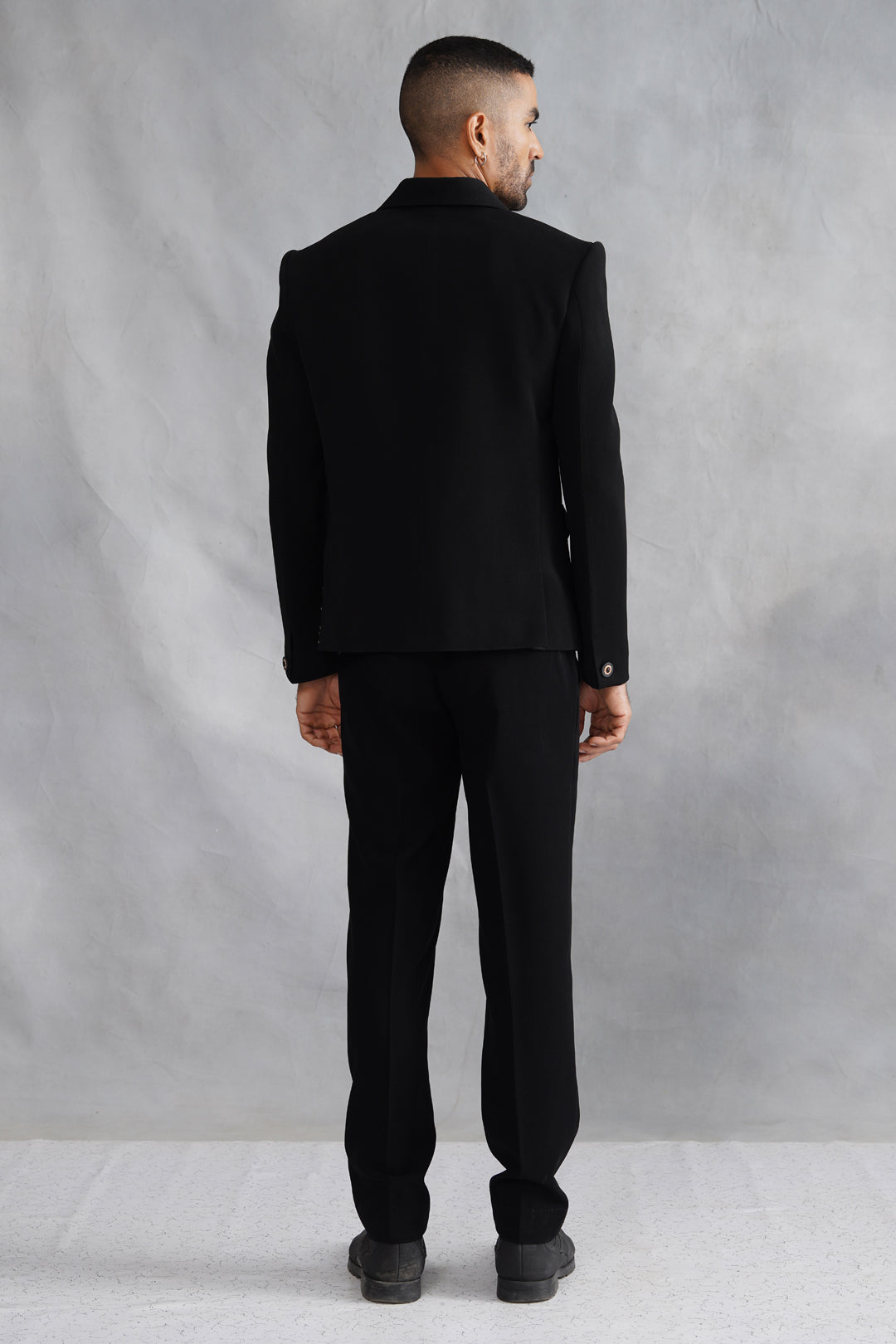 Black Thread Embroidered Jacket Set