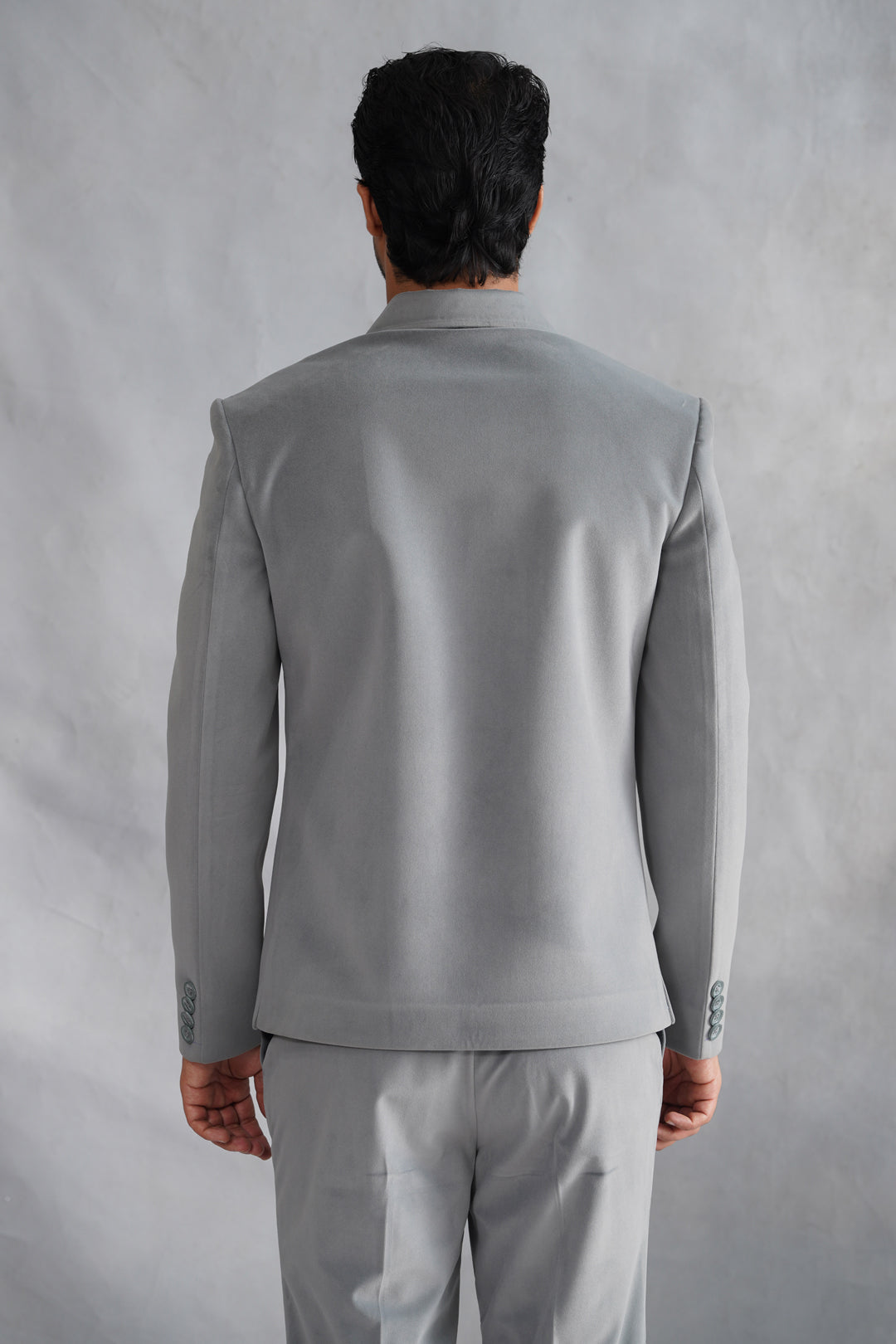 Grey Thread Embroidered Jacket Set