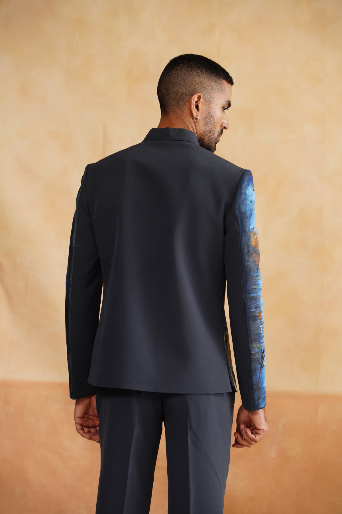 Grey Hand-Painted Parisian Twilight Zip-Up Jacket Set