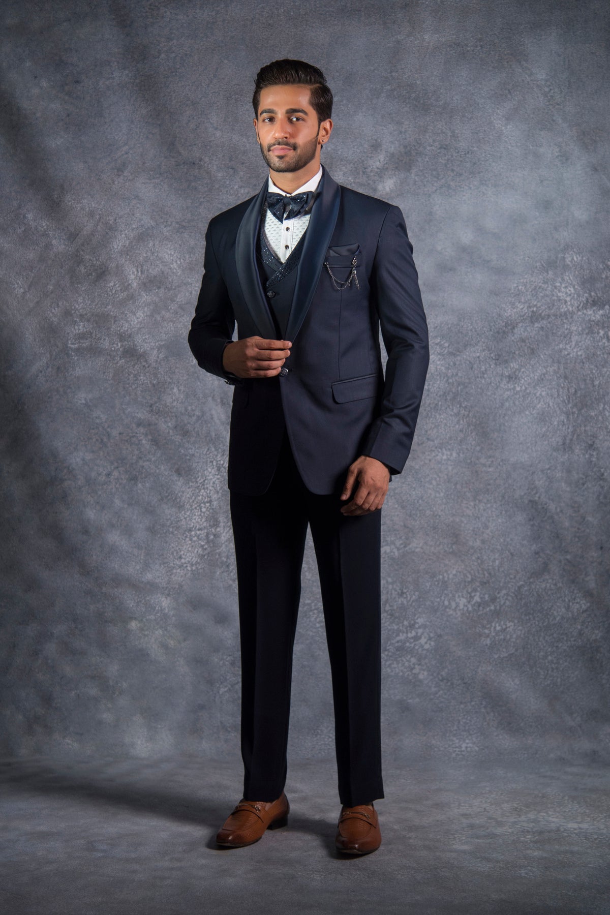 Buy Navy Blue Shawl Collar Tuxedo Suit for Men Best Tuxedo Suit