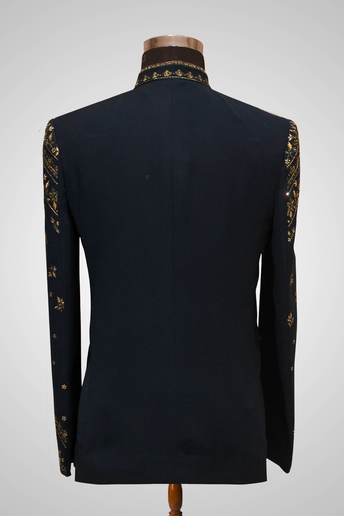 Dark Teal Green Zari Embroidered Italian Jhodhpuri Bandhgala Lagan