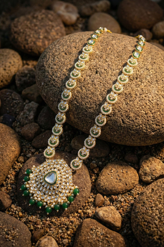 Traditional Kundan & Green Meenakari Mala