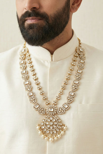Traditional Gold-Plated Clear Kundan Mala