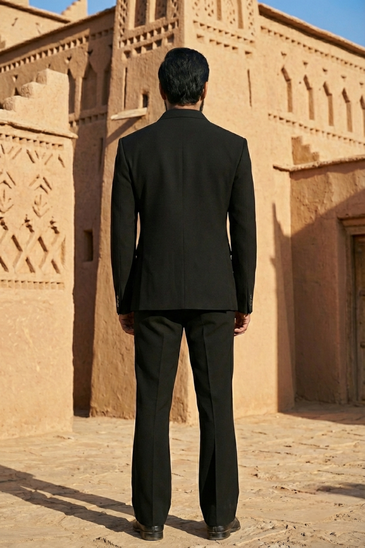 Black Designer Shacket Set with Wolf Embroidery