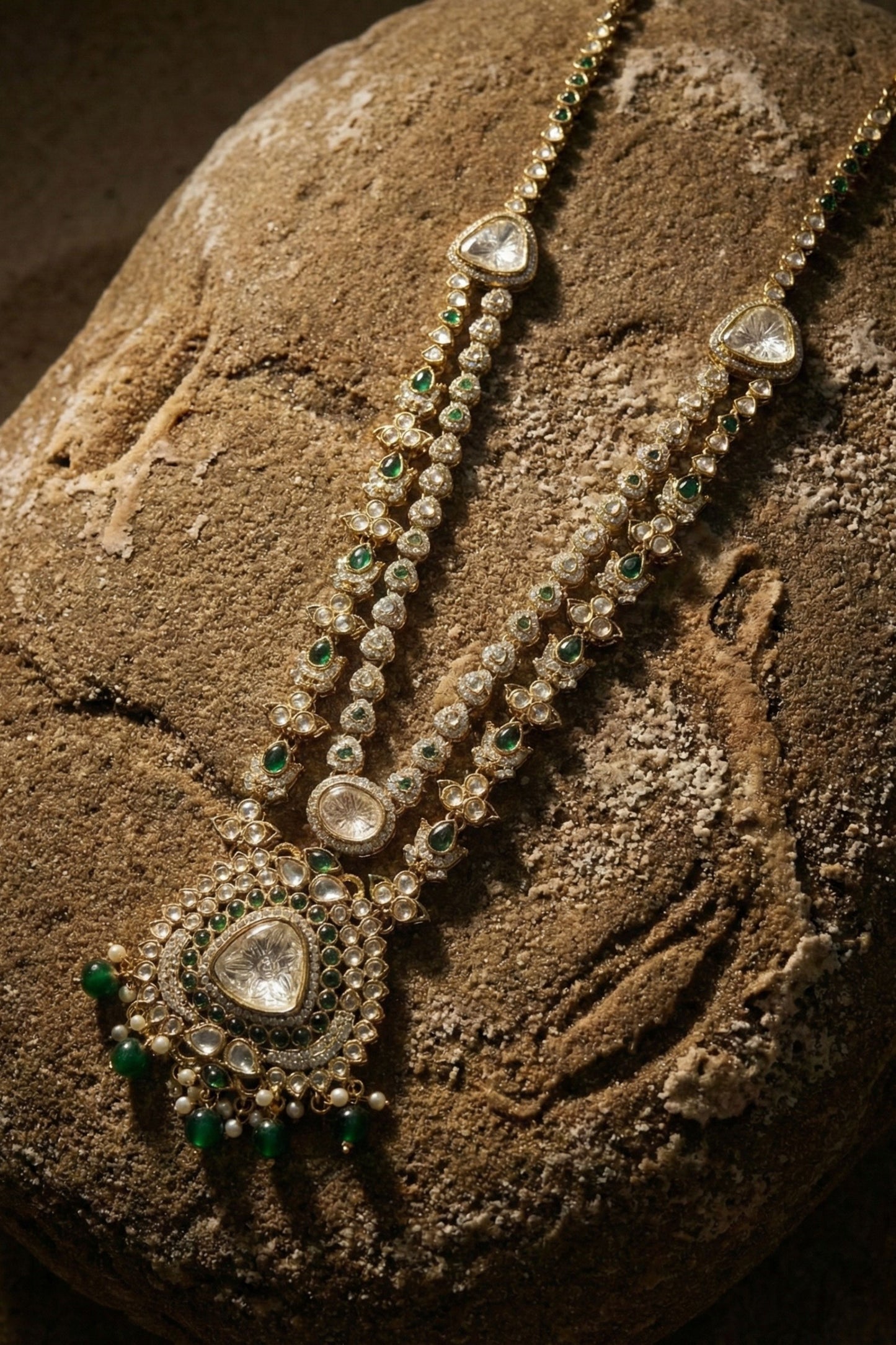 Kundan & Green Stone Groom Mala