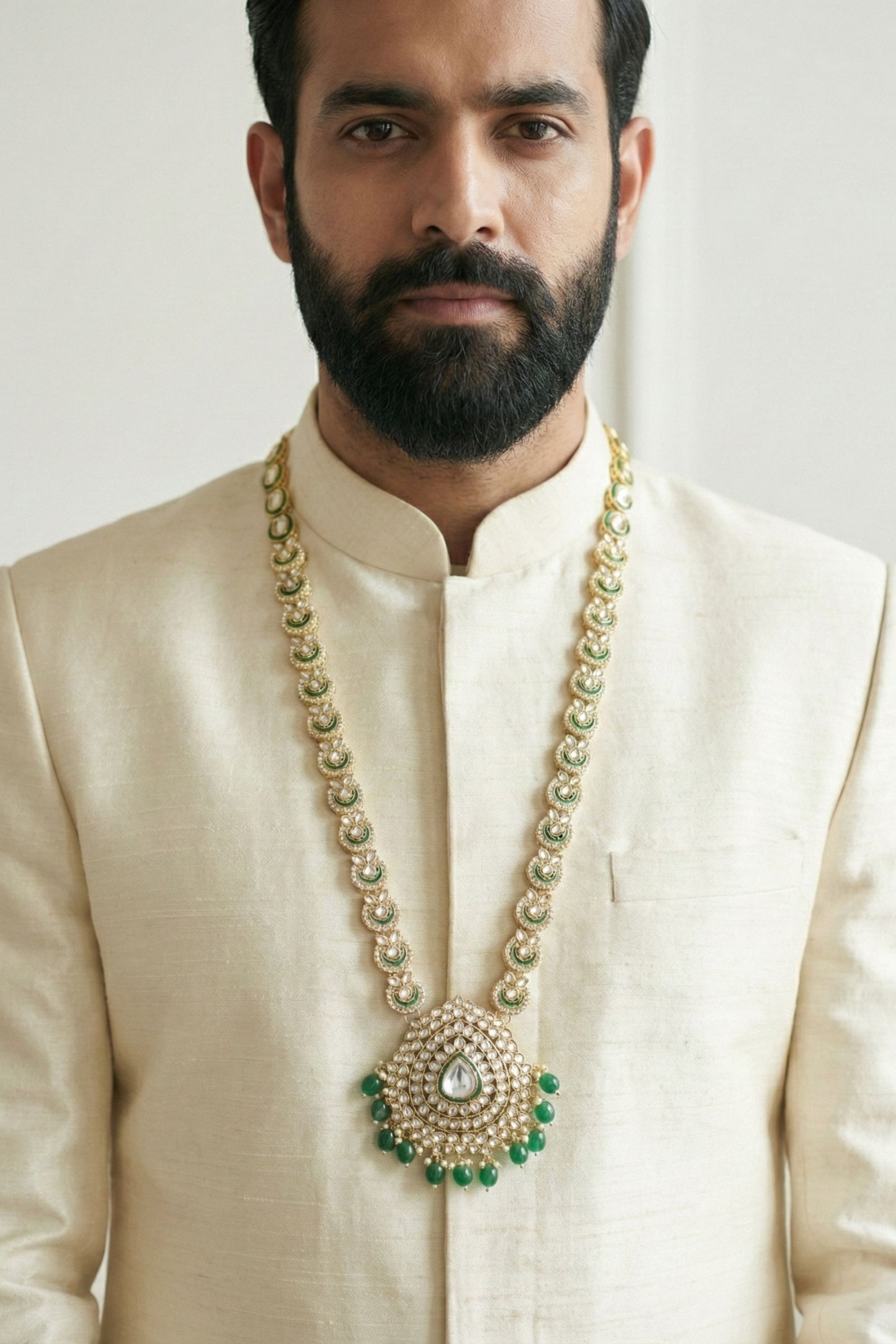 Traditional Kundan & Green Meenakari Mala