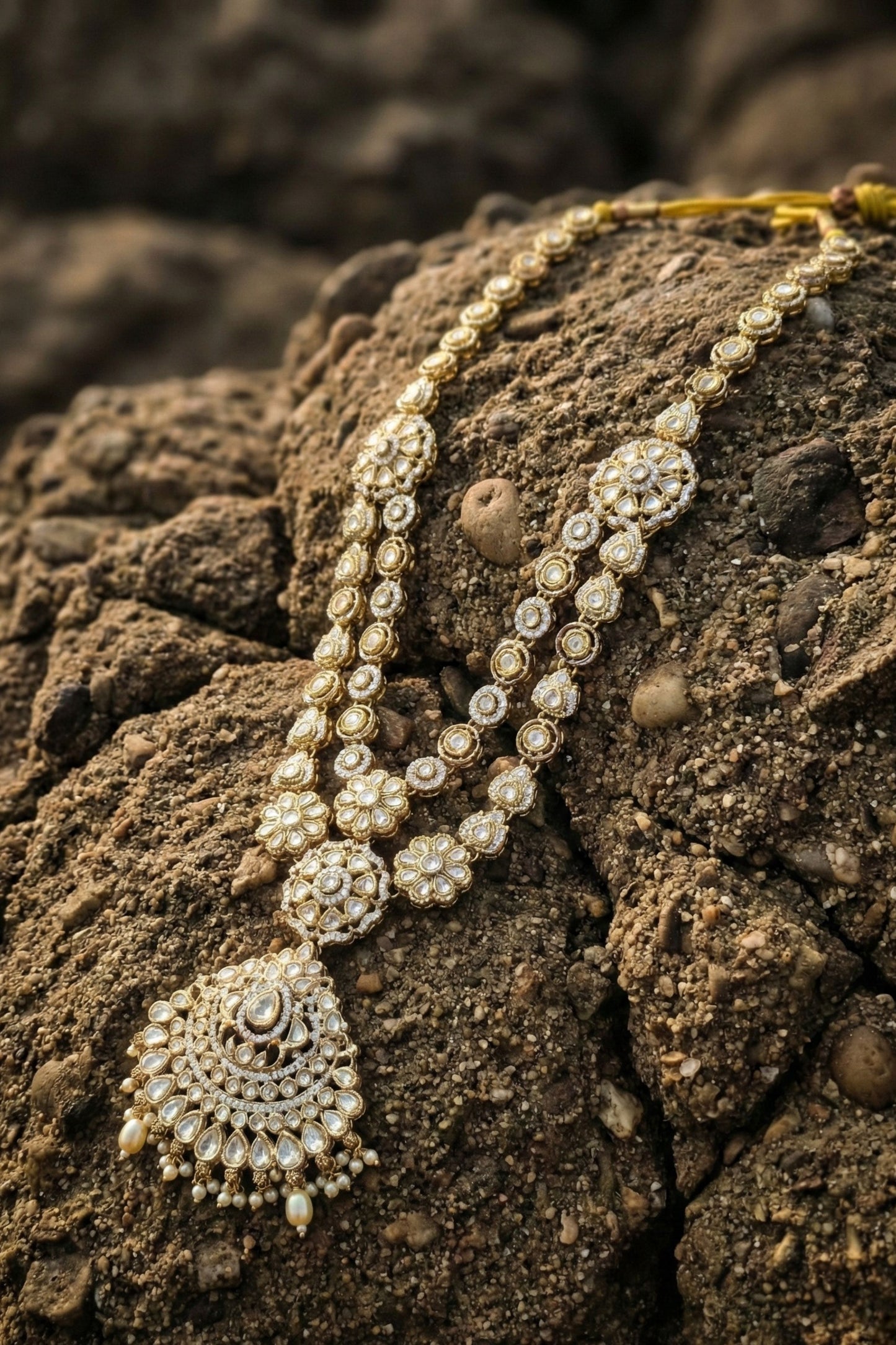 Heritage Crescent Pendant Kundan Mala
