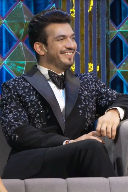 Arjun Bijlani In Our Black Hand Embroidered Tuxedo