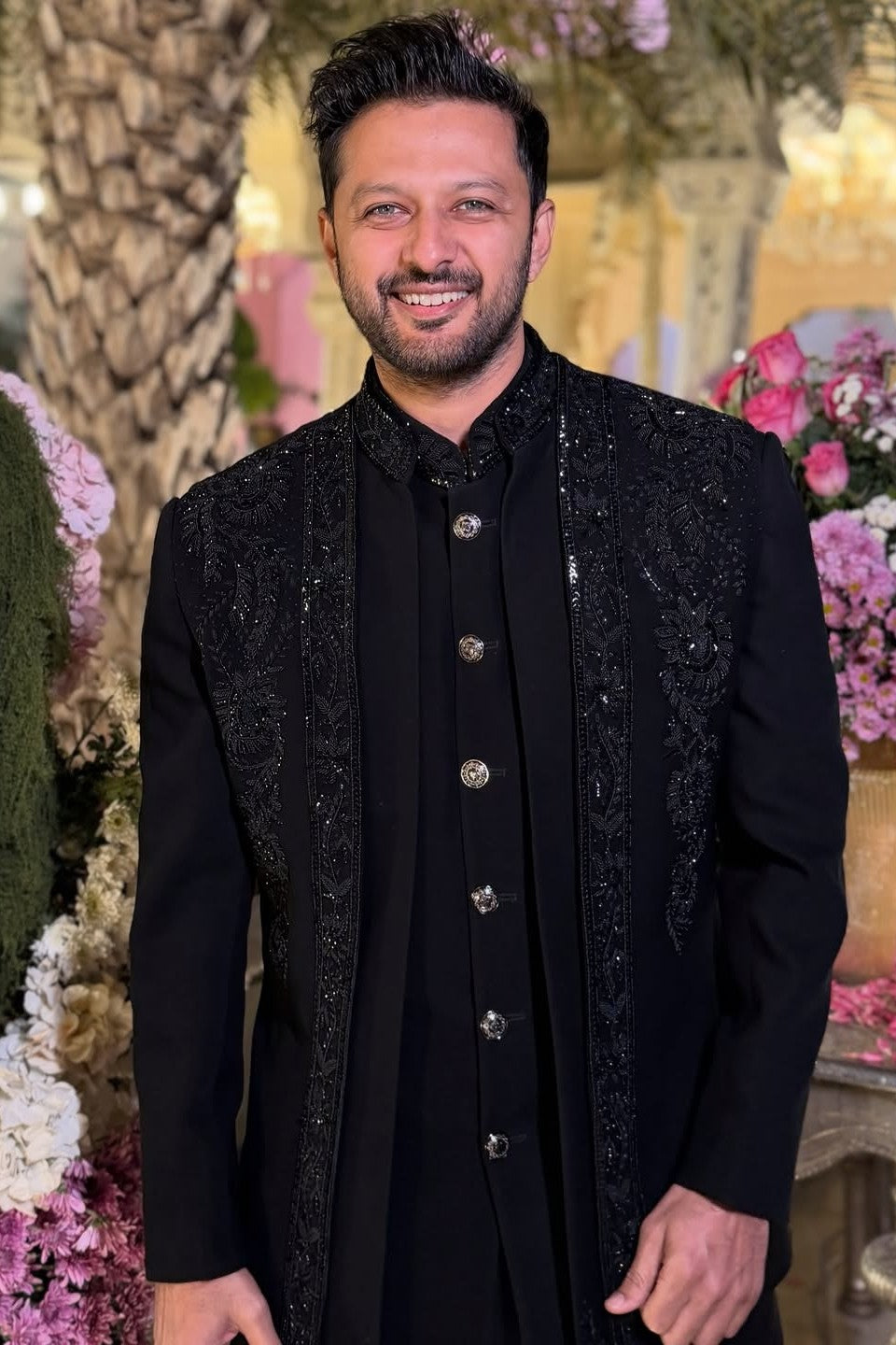 Vatsal Sheth In Our Black Triple Layered Indowestern