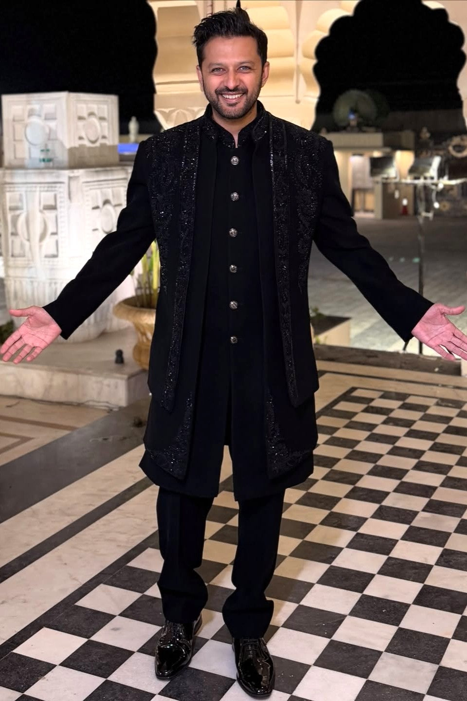Vatsal Sheth In Our Black Triple Layered Indowestern