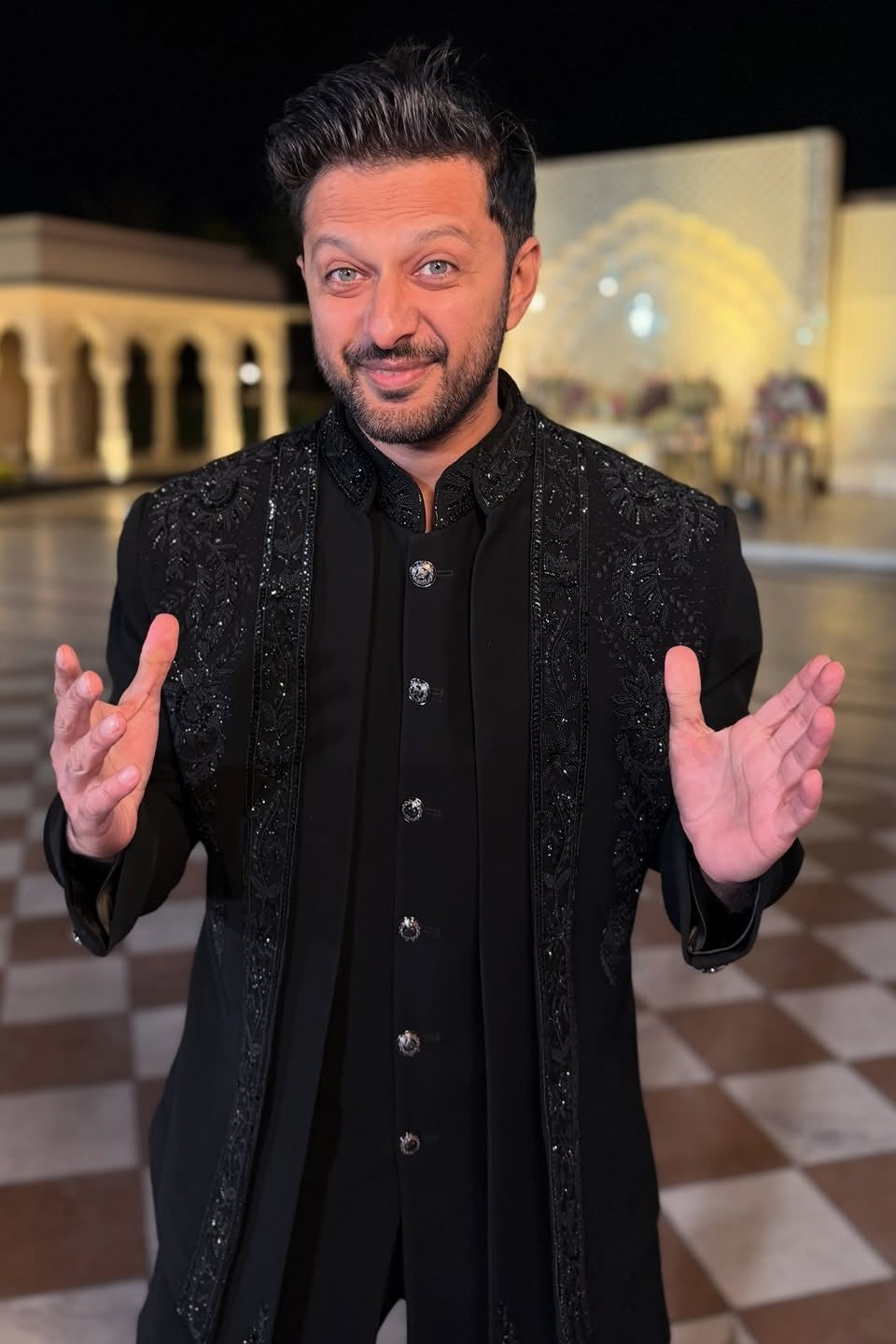 Vatsal Sheth In Our Black Triple Layered Indowestern
