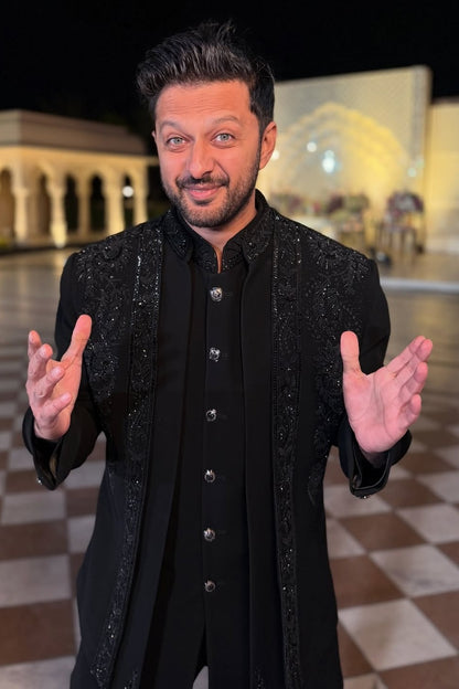 Vatsal Sheth In Our Black Triple Layered Indowestern