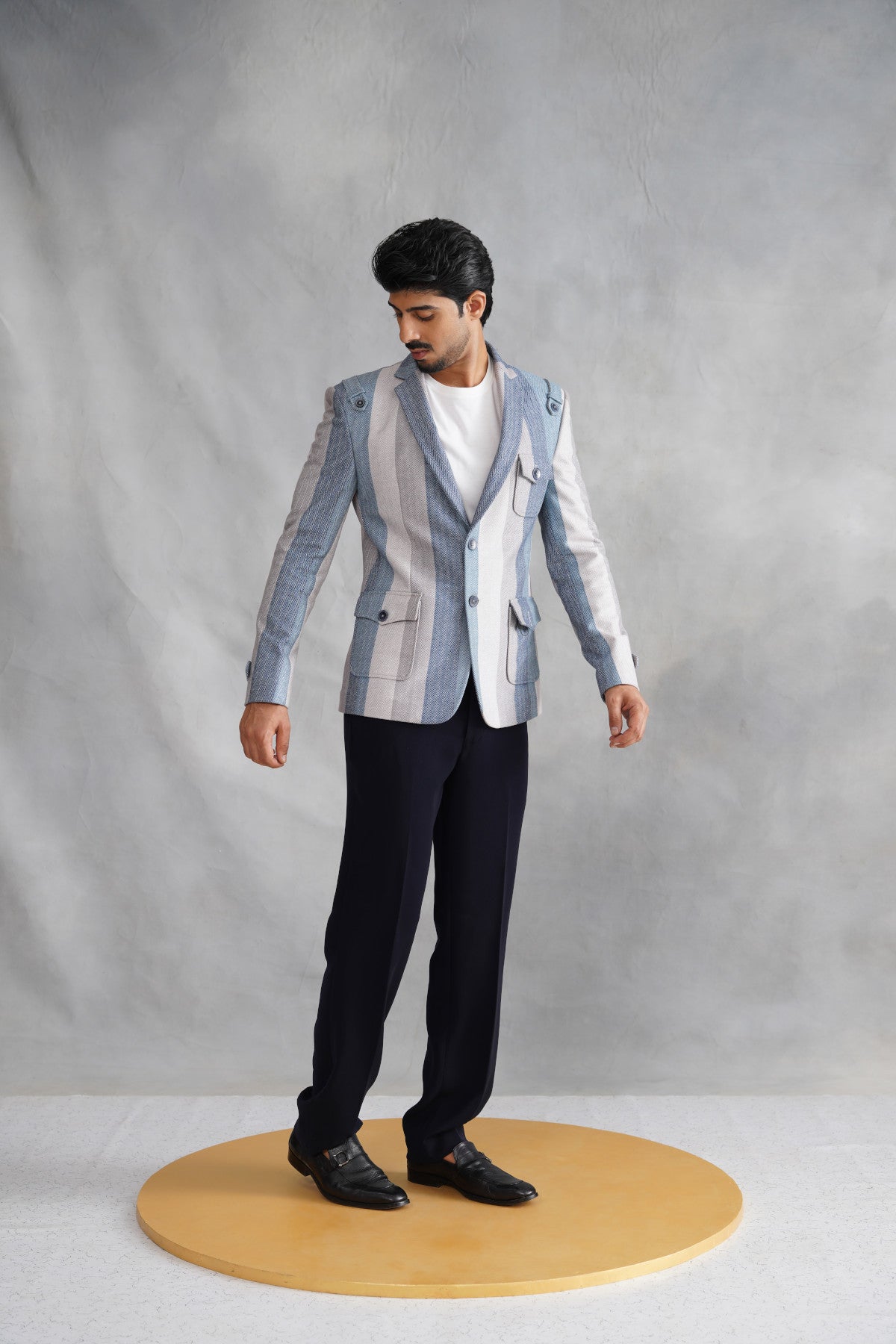 Blue Striped knitted Blazer