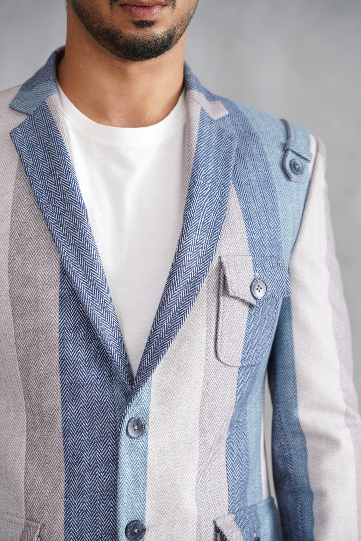 Blue Striped knitted Blazer