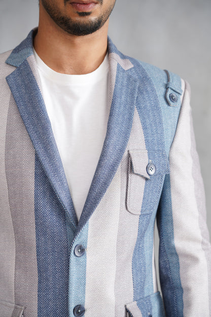 Blue Striped knitted Blazer