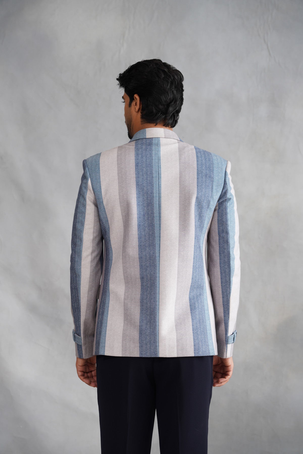 Blue Striped knitted Blazer