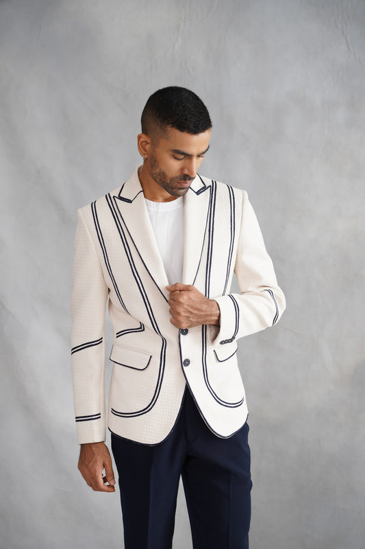 Ivory Thread Embroidered Blazer