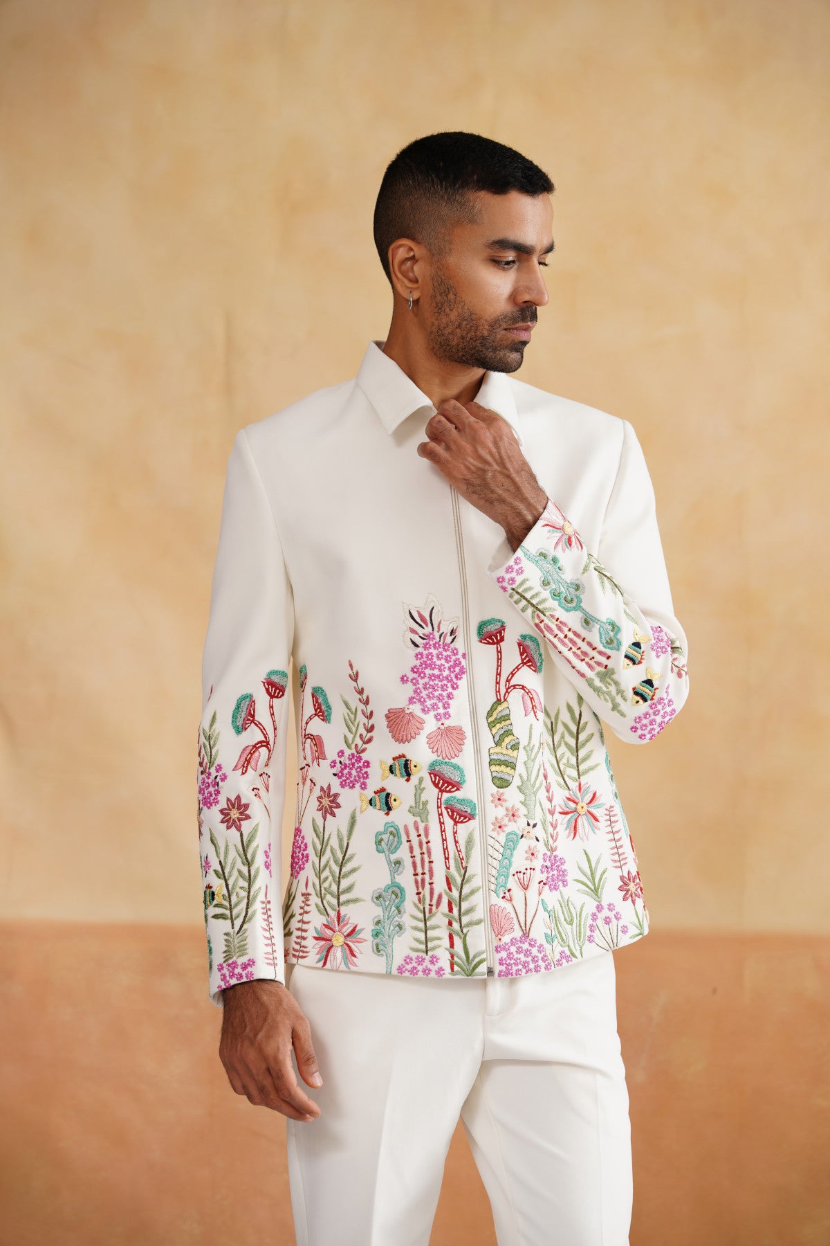 Colorful coral reef fish embroidery buy