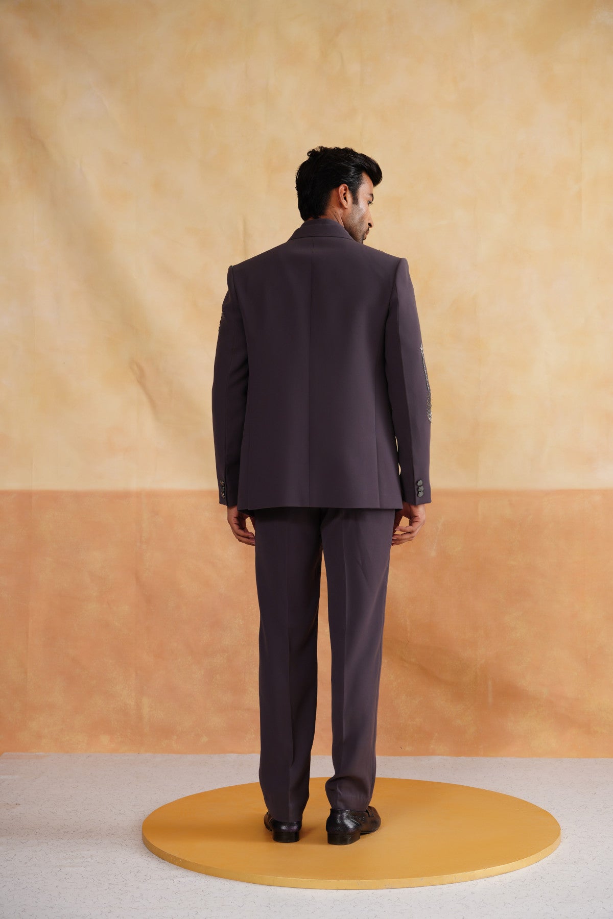 Grey Suit with Dandelion Embroidery, Matching Shirt & Cummerbund