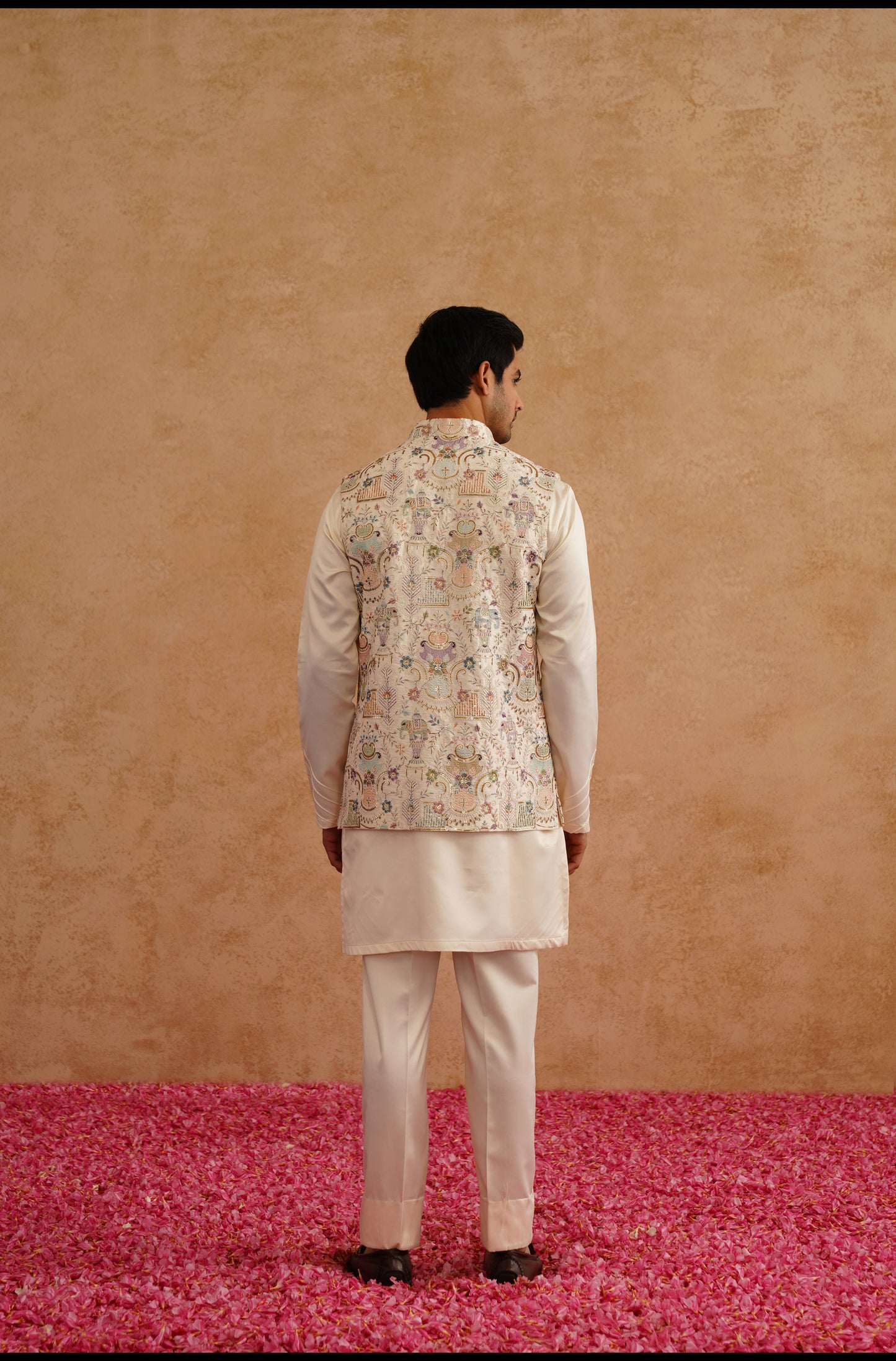 Multicolor Waistcoat Kurta Set With Thread And Sequins Embroidery