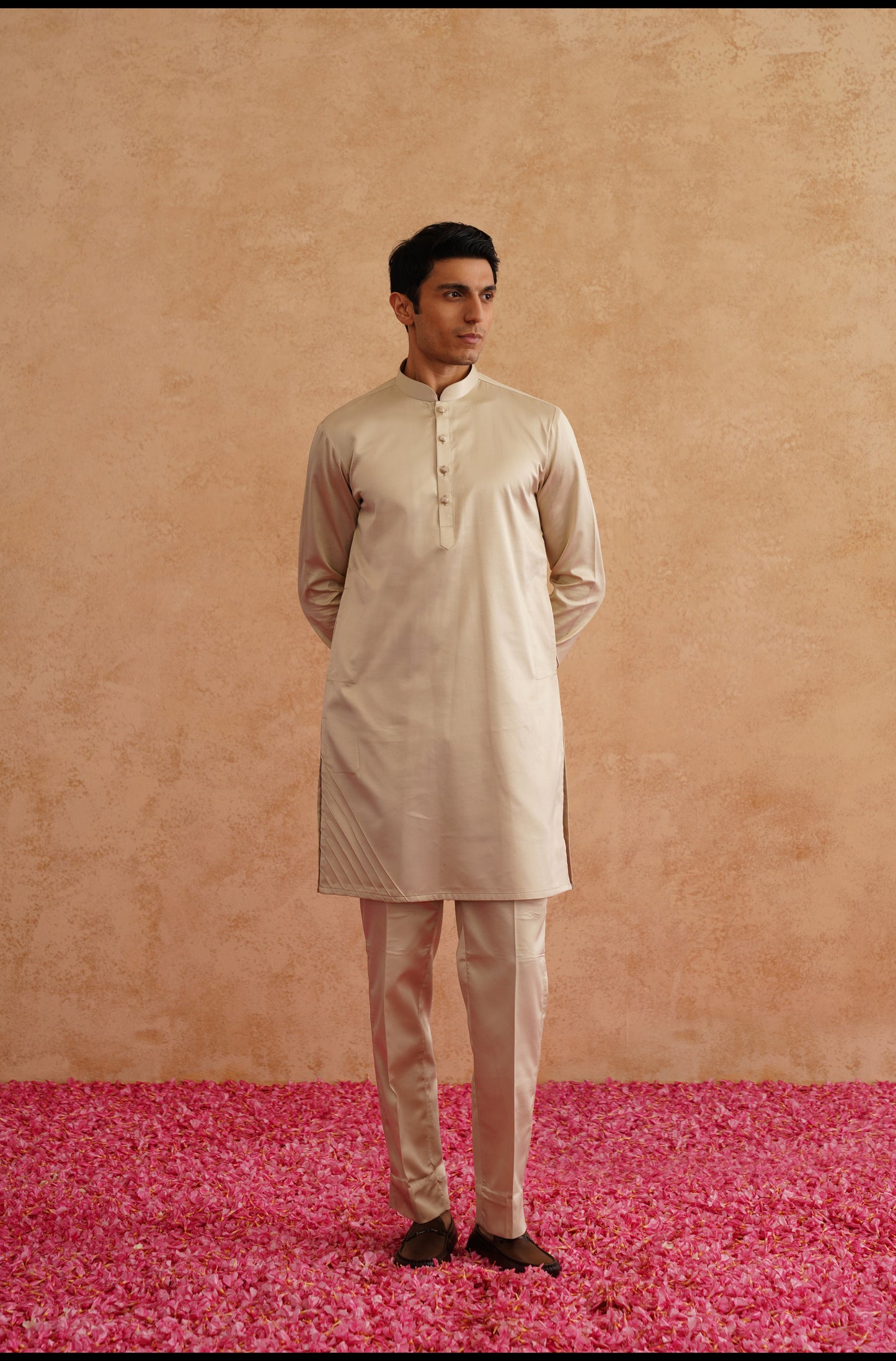 Beige Waistcoat Kurta Set With Multicolor Thread And Sequins Embroidery