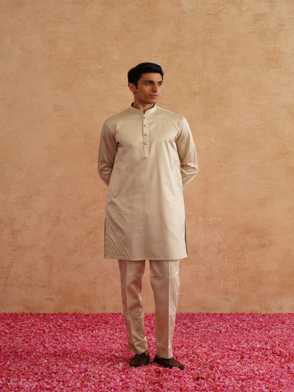 Beige Waistcoat Kurta Set With Multicolor Thread And Sequins Embroidery