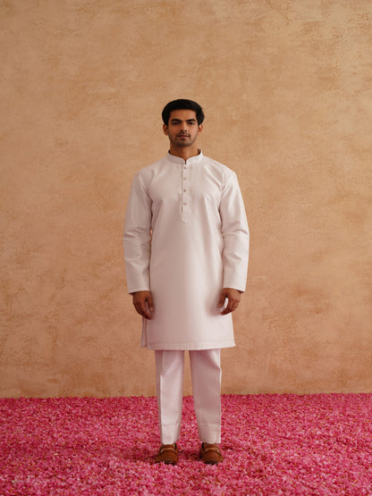 Light Pink Thread And Sequins Embroidered Waistcoat Kurta Set