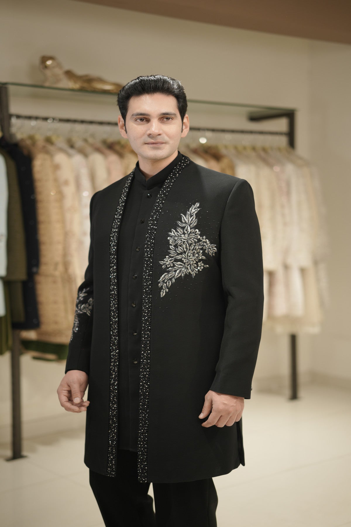 Shop embroidered black indo western online
