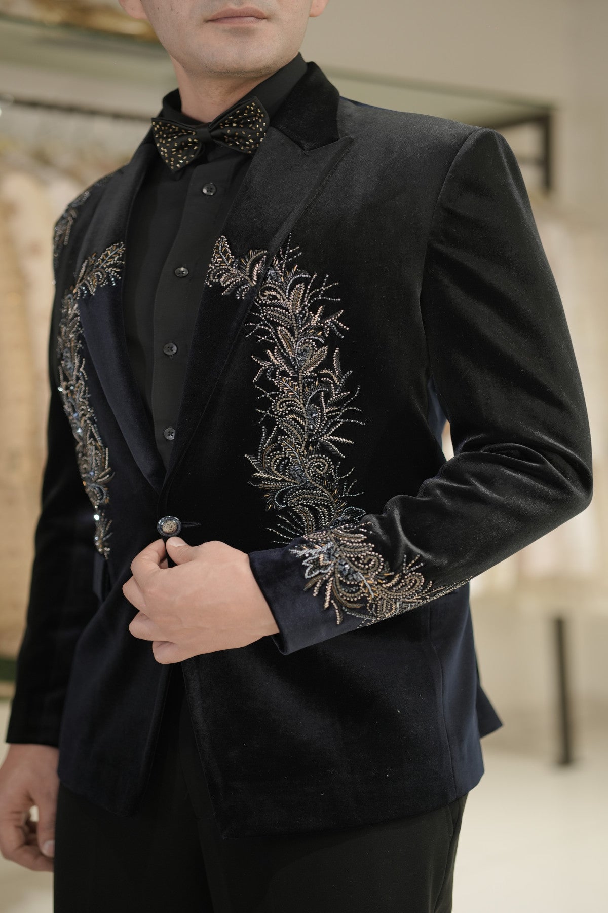  Hand embroidery work tuxedo suit for wedding
