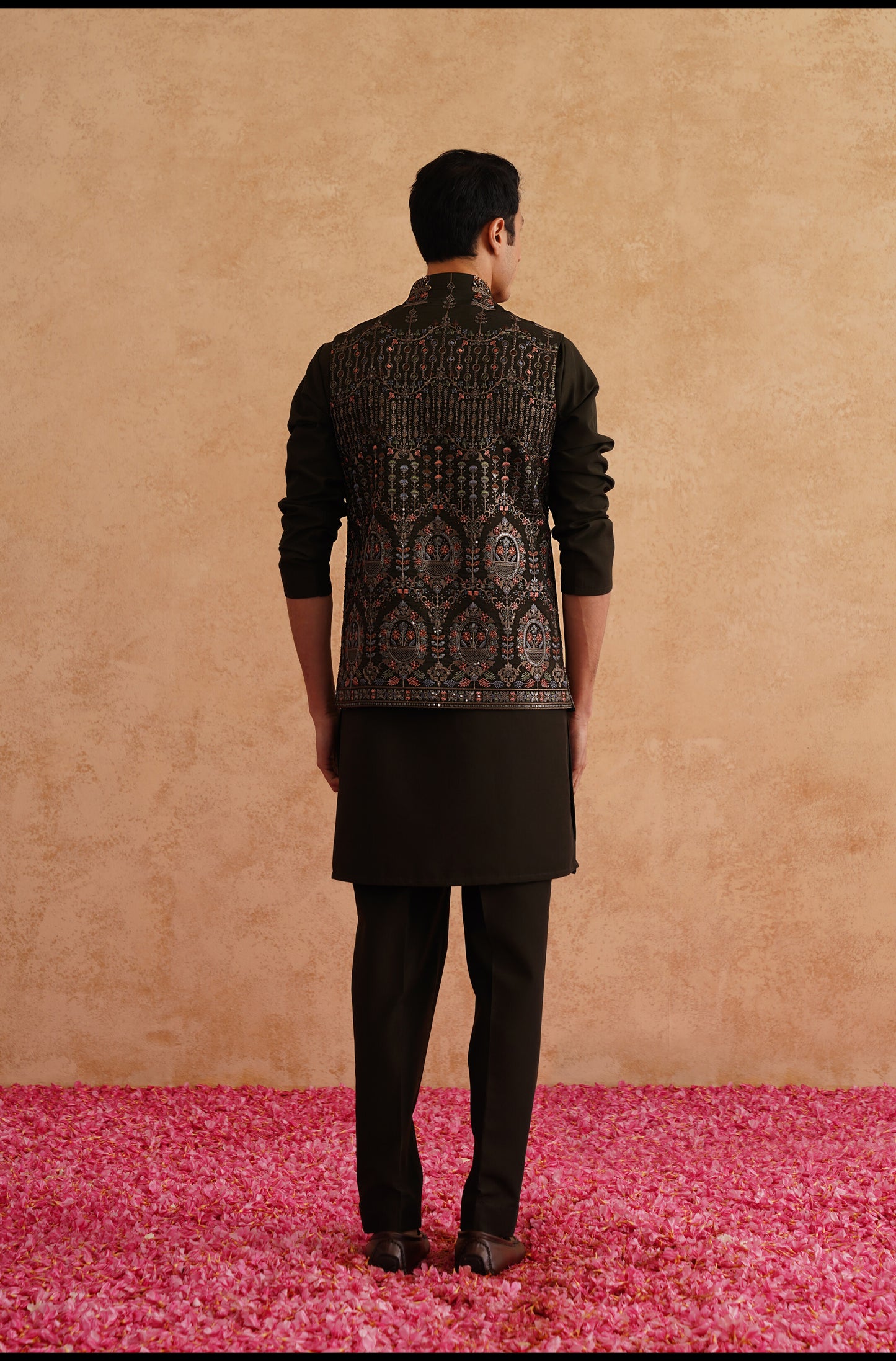 Seaweed Green Hand Embroidered Waistcoat Kurta Set
