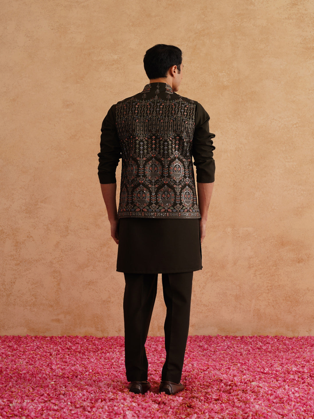 Seaweed Green Hand Embroidered Waistcoat Kurta Set