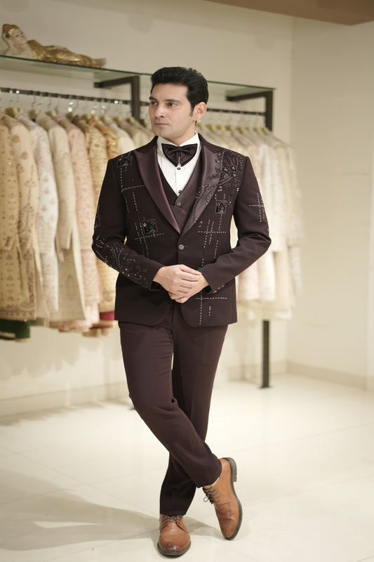 Patchwork suit tuxedo for men in designer style