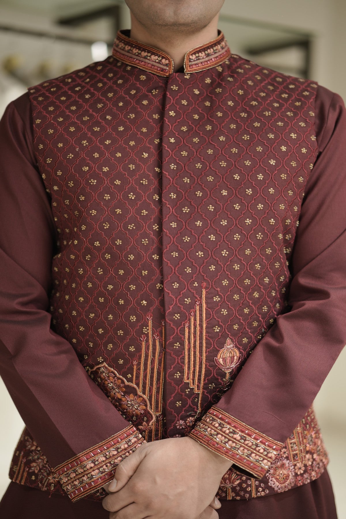 Buy online maroon kurta for men wedding collection