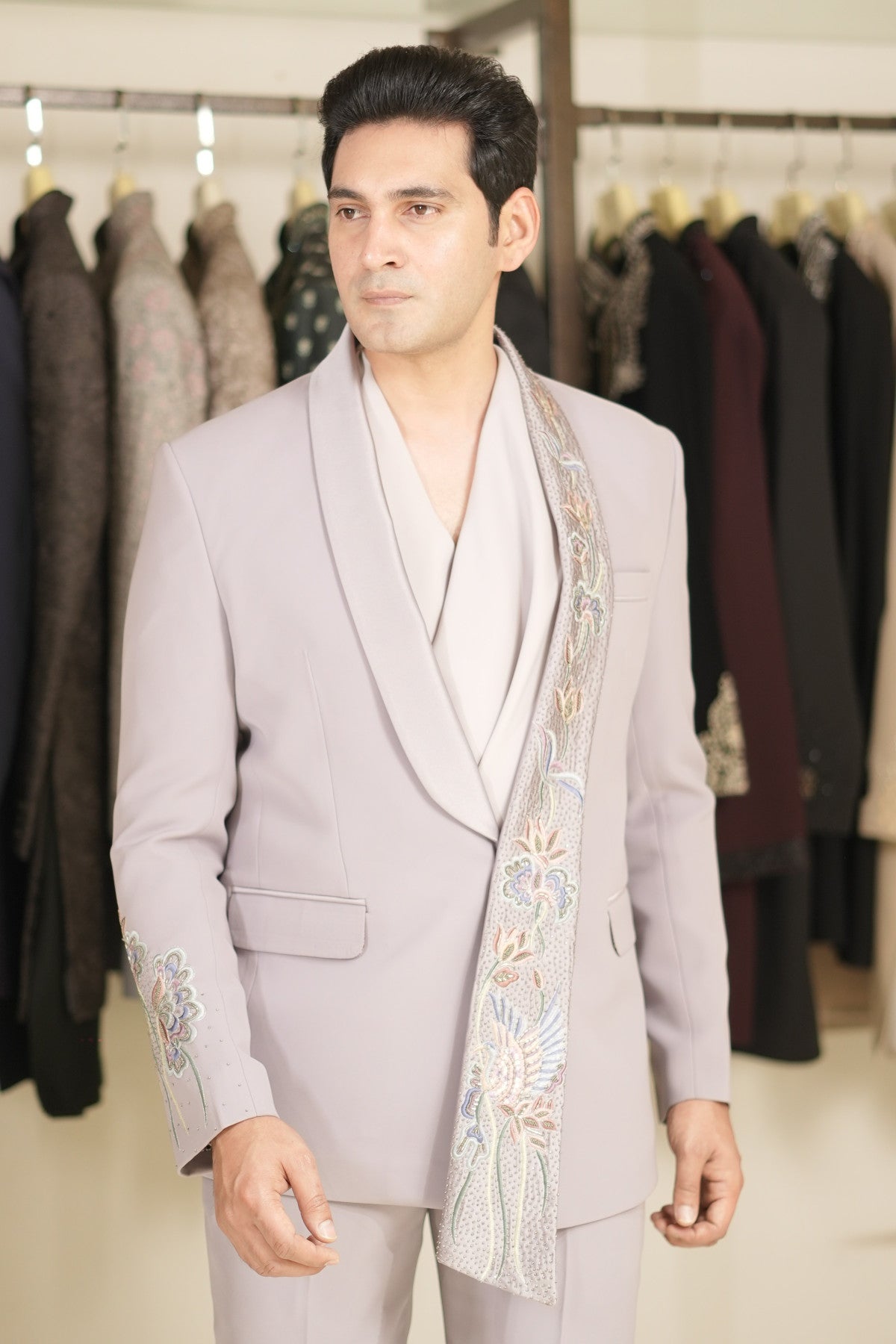 Buy lilac tuxedo suit for men online