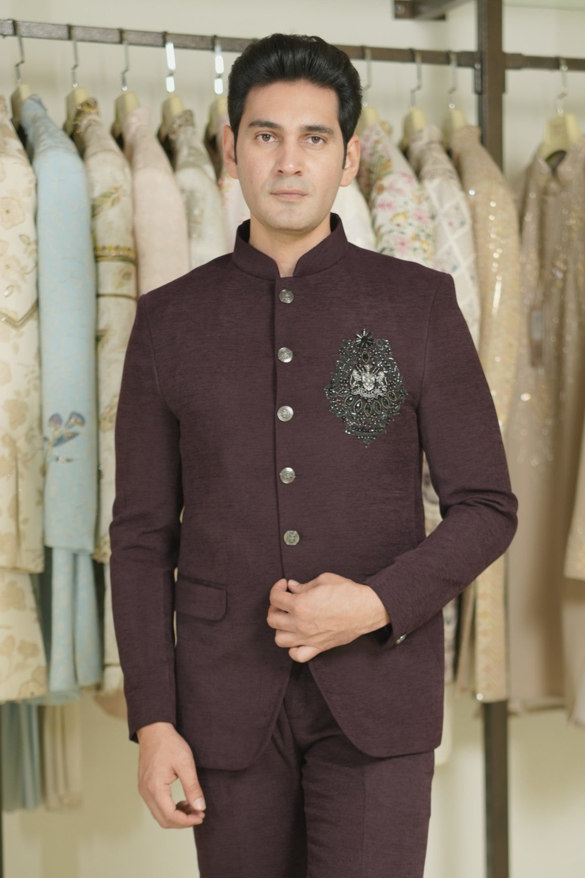Buy jodhpuri suit for men dark wine online