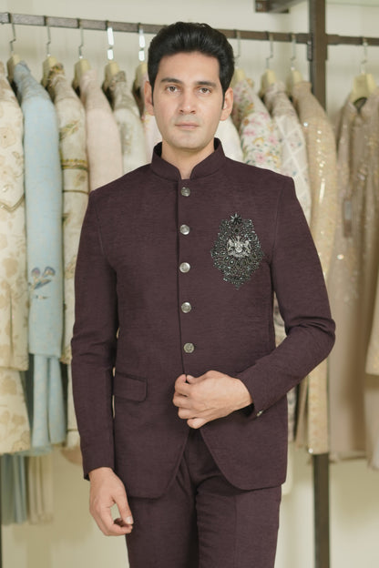 Buy jodhpuri suit for men dark wine online