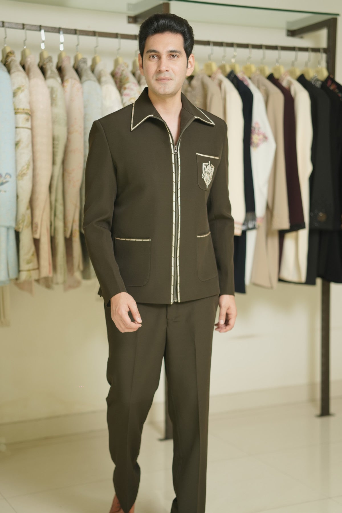 Brown jackets zip up for men shop online