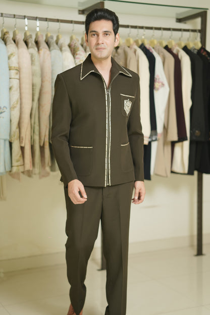 Brown jackets zip up for men shop online