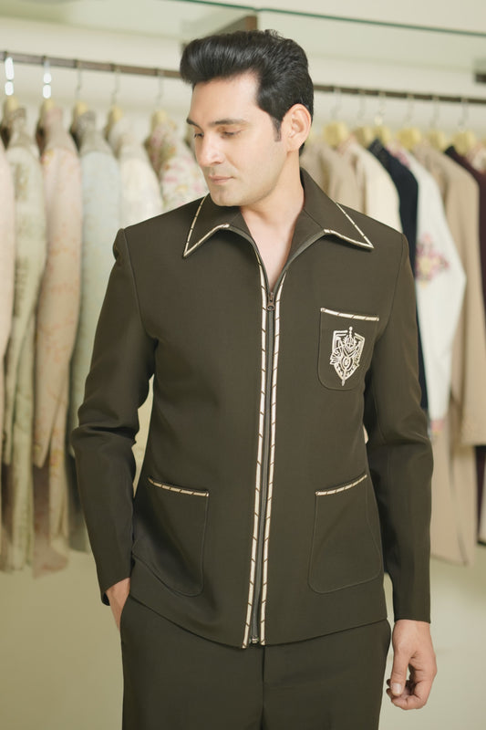 Buy brown zip up jacket for men online
