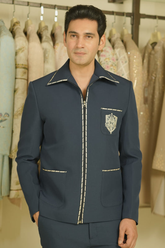 Buy blue zip up jacket for men online