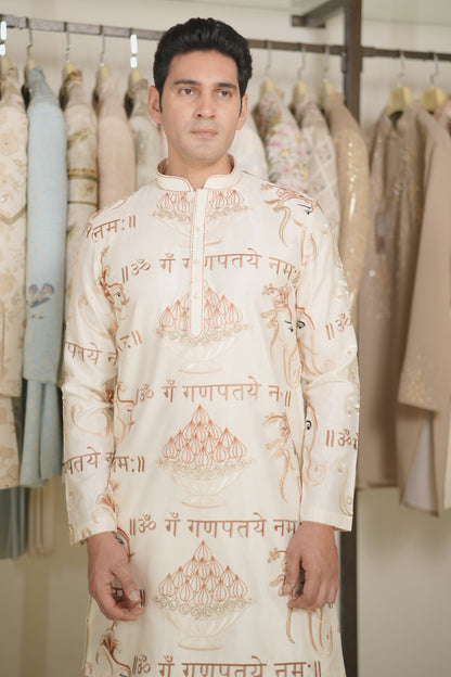 Buy Ivory kurta set for men 
